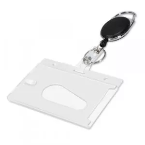 kwmobile Breloc extensibil cu suport ID 9,8 x 5,9 cm, negru, 50981.01