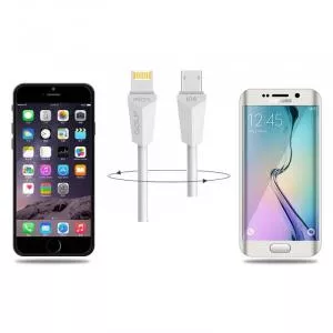 Golf USB Diamond 2in1 alb iPhone micro USB 1m