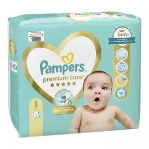 Pampers Premium Care Junior Marimea 1, 2-5kg, 26 buc