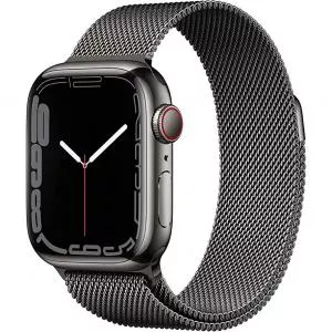 Apple Watch 7 GPS + Cellular 45mm Graphite Stainless Steel Case, Graphite Milanese Loop