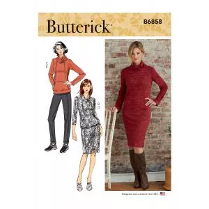 Butterick Tipar pantaloni, fusta si bluza / rochie cu guler petrecut B6858