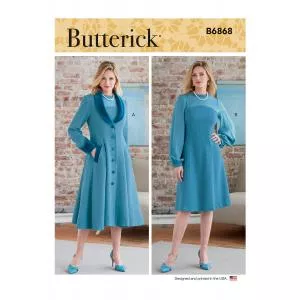 Butterick Tipar rochie cambrata si palton cambrat cu decolteu cu rever rotund B6868