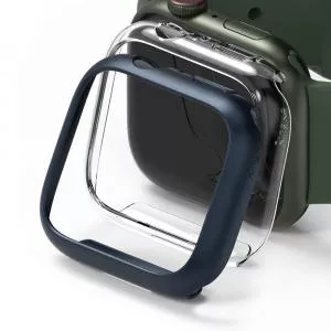 Ringke Set 2 carcase Slim compatibil cu Apple Watch 7 45mm Albastru/Transparent