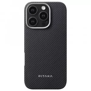 PITAKA Ultra Slim Twill compatibila cu iPhone 16 Pro Max Black/Grey KI1601PMA