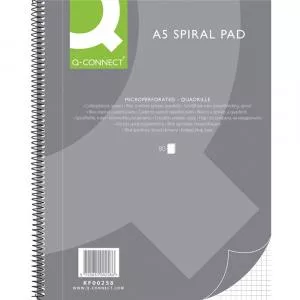 Q-Connect Caiet cu spirala, A5, 80 file - 70g/mp, 4 perf., coperti carton - matematica