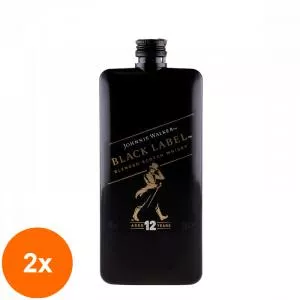 Johnnie Walker Set 2 x Whisky Black Pocket 12 Ani, 40%, 0.2 l