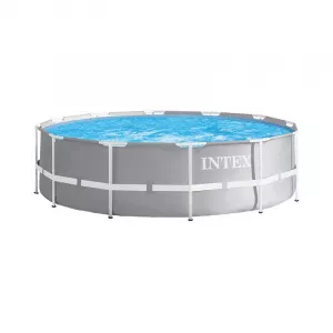 Intex Piscina cu cadru metalic, 366 x 99 cm, 8592 l, PVC, pompa inclusa, Gri