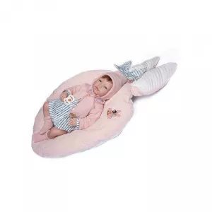 Guca Papusa bebe realist Reborn Isabela roscata cu salteluta roz 46 cm