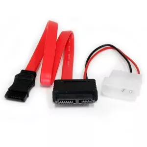 StarTech.com 12in Slimline SATA to SATA with LP4 Power Cable Adapter SLSATAF12