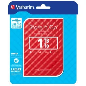 Verbatim Store 'n' Go USB 3.0 Hard Drive 1TB Red 53203