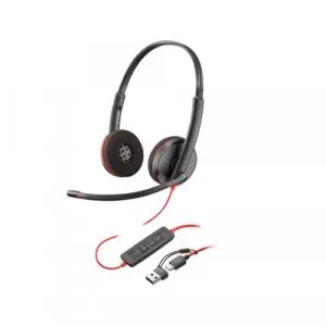 HP Poly Blackwire 3220 Stereo USB-C Headset +USB-C/A Adapter