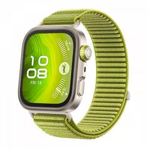 Huawei WATCH FIT 4 Pro Titanium Color Body with Green Woven Strap