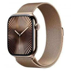 Apple Watch Series 10 GPS + Cellular 46mm Titanium Gold with Gold Milanese Loop M/L
