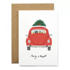 Printintin Felicitare cu plic din hârtie reciclată pentru Crăciun Merry & Bright, format A6