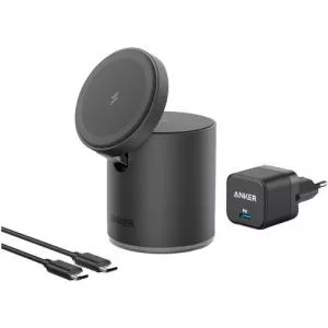 Anker QI PowerWave Mag-Go 2in1, 20W, Negru