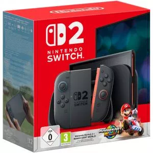 Nintendo Switch 2 Light Blue/Light Red JoyCon Mario Kart World Bundle