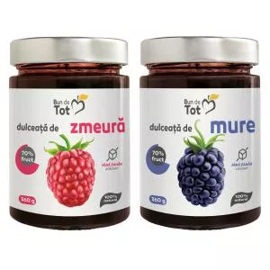 Bun de Tot Dulceata de Zmeura fara Zahar 360g + Dulceata de Mure fara Zahar 360g