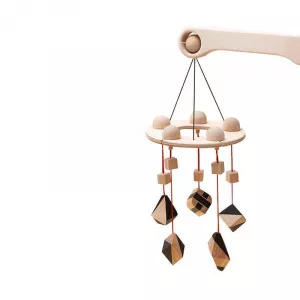 Mobbli Carusel Mobile, cu 5 jucarii natur-negru corpuri geometrice, lemn