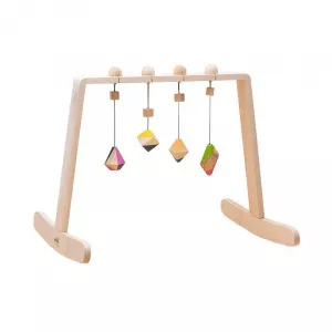 Mobbli Baby Gym, cu 4 jucarii colorate corpuri geometrice, lemn