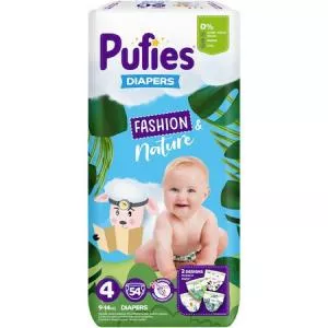 Pufies Fashion & Nature, Maxi Pack, 4 Maxi, 9-14 kg, 54 buc