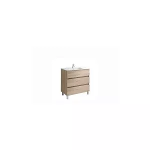 Gala Jade stativ 79.7X44.7 cm, Bardolino Oak, 3 sertare + lavoar Smile 81X46 cm