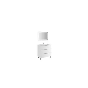 Gala Set Agata 79.7X45.3 cm, alb, 3 sertare (mobilier+lavoar Emma+oglinda)