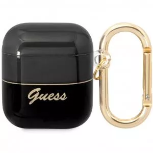Guess Husa Protectie Casti Translucent pentru Apple AirPods Gen 1 / Apple AirPods Gen 2, Neagra GUA2HGCOHK