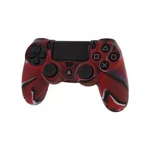 Assecure Pro Soft Silicone Protective Cover With Ribbed Handle Grip Camo Red Ps4