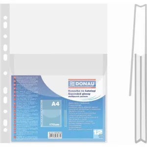 Donau Folie protectie A4, cu burduf 20mm, PP - 170 microni, cu clapa verticala, 12/set