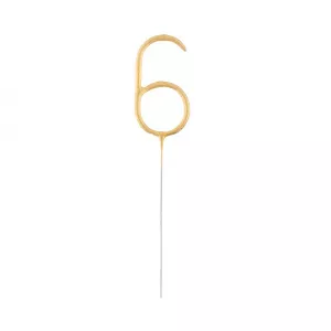 Godan Lumanare Scanteietoare Cifra 6, Auriu, 17 cm CS1921S-6