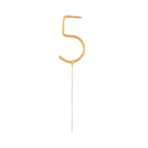 Godan Lumanare Scanteietoare Cifra 5, Auriu, 17 cm CS1921S-5