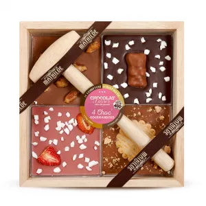 Le Comptoir de Mathilde Ciocolata in cutie de lemn - 4 Choc Assortiment Gourmandises