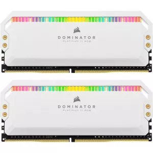 Corsair DOMINATOR® PLATINUM RGB 32GB (2 x 16GB) DDR4 DRAM 3200MHz C16 Memory Kit — White CMT32GX4M2E3200C16W