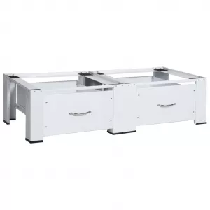 vidaXL Suport dublu pentru mașina de spălat/uscător, cu sertare, alb 51195