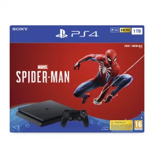 Sony Consola PlayStation 4 1TB Slim, Black + Joc MARVEL s Spider-Man