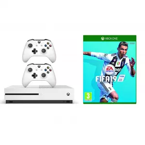 Microsoft Consola Microsoft Slim 500 GB, 2x Controller + Fifa 19, White