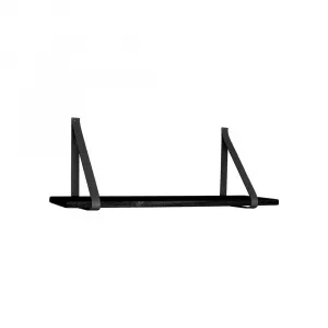 House Nordic Raft din lemn cu suport din piele Casa Nordic Forno, 80 x 20 cm, negru