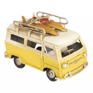 Clayre & Eef Macheta Autobuz Retro din metal galben 11 cm x 5 cm x 7 h
