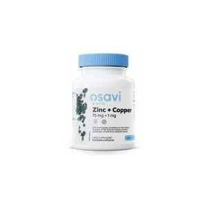 Osavi Zinc + Cupru, 15 mg + 1 mg, 120 capsule vegane