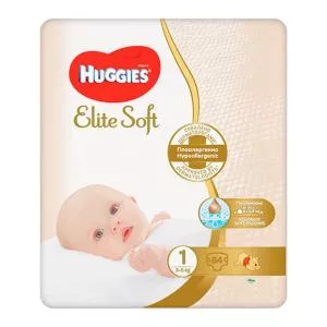 Huggies Elite Soft, Jumbo Jr, Marimea 1, 3-5 kg, 84 buc
