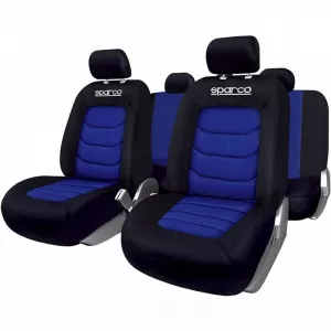 Sparco Huse scaune auto Ergo Sport, 9 piese, poliester, Negru/Albastru
