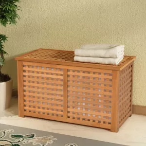 vidaXL Cufăr de rufe din lemn masiv de nuc, 77,5 x 37,5 x 46,5 cm