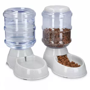 Navaris Set 1x Dispenser automat mancare si 1x Dispenser automat apa Alb, 3,8l, 48332.22