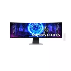 Samsung Monitor Gaming Odyssey OLED G9, Ecran curbat, 49 inch, DQHD 5120x1440 pixeli, HDMI, DisplayPort, Boxe, 240 Hz, 0.03 ms, Argintiu
