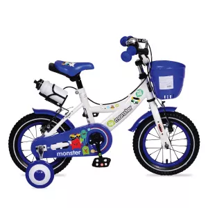 Moni Bicicleta pentru baieti cu roti ajutatoare si cosulet 12 inch Little Monster Blue