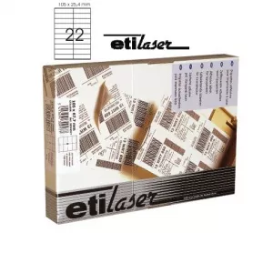 Etilux Etichete autoadezive 22/A4, 105 x 25,4 mm, 200 coli/top, ETILASER - albe
