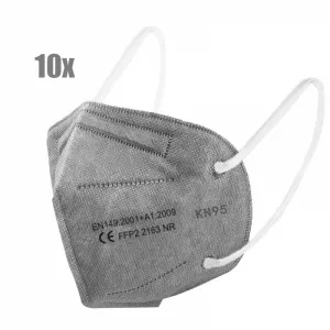 KRASSUS Pachet 10 x Masca faciala de protectie KN95 FFP2 in 5 straturi gri SANI035