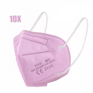KRASSUS Pachet 10 x Masca faciala de protectie KN95 FFP2 in 5 straturi roz SANI036