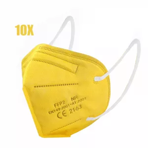 KRASSUS Pachet 10 x Masca faciala de protectie KN95 FFP2 in 5 straturi galben SANI037