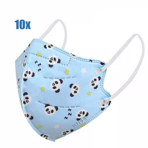 KRASSUS Pachet 10 x Masca faciala de protectie KN95 pentru copii 6-12 ani, in 5 straturi albastru SANI039